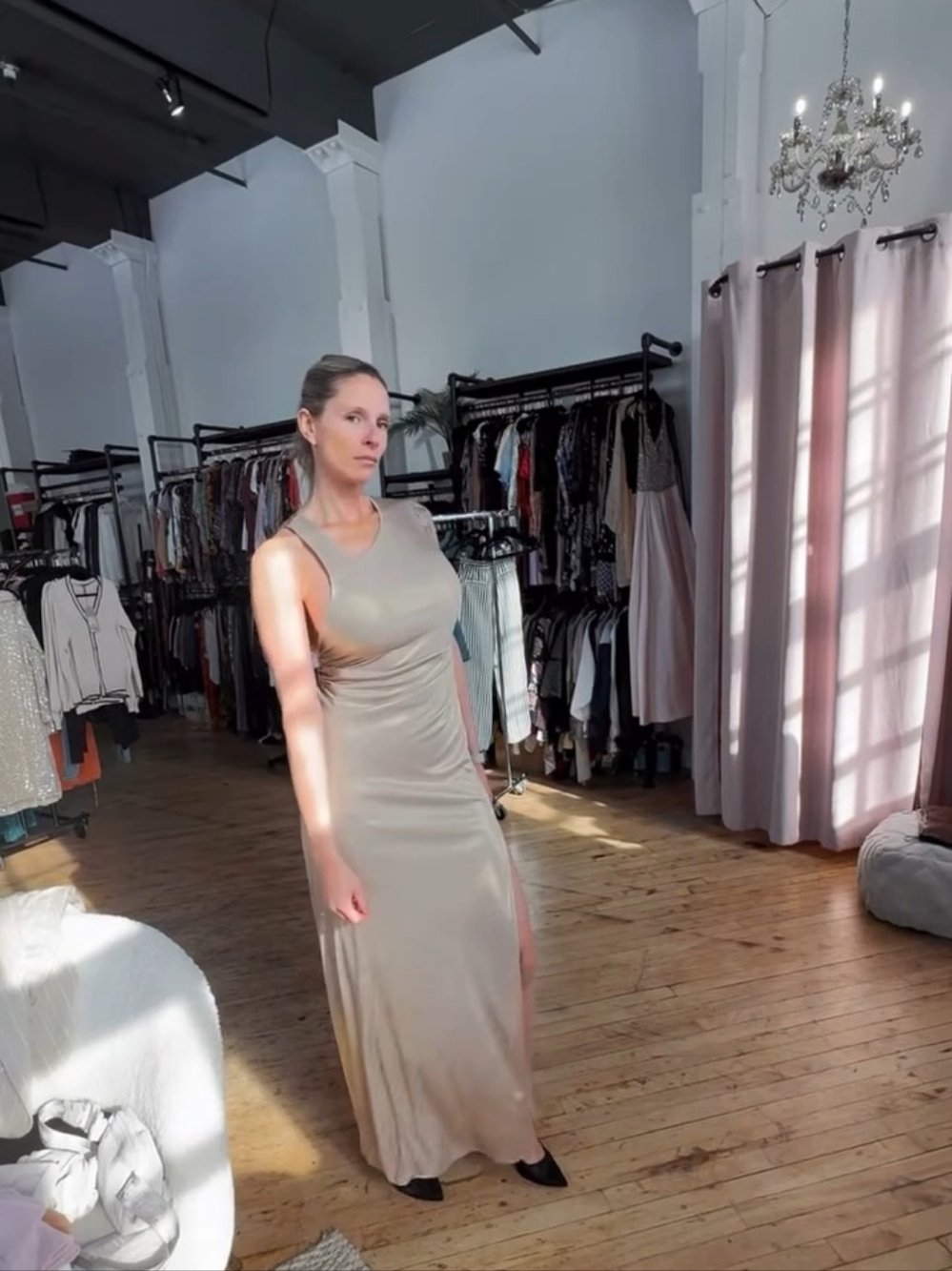 NWT Halston Heritage Gold Metallic Draped Gown Size Small - Picture 9 of 10